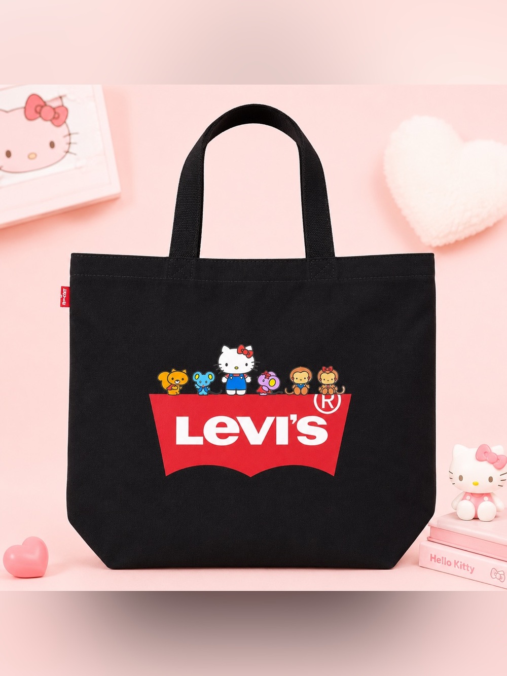 Levi’s x Hello Kitty Canvas Tote Bag Black Large Graphic Shopper